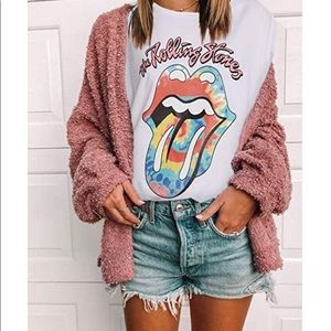 White Tie Dye Rolling Stones Tshirt